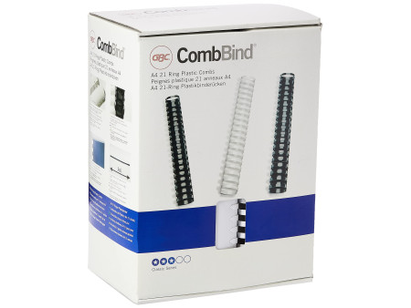 GBC Peigne à relier en plastique CombBind, A4, 51 mm, blanc