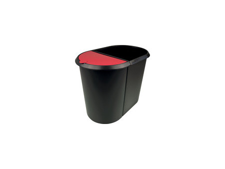 helit Corbeille à papier 'the double', oval, PE, noir/rouge