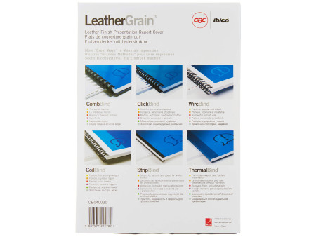 GBC Couverture de reliure Grain cuir, A4, 250 g/m2, bleu