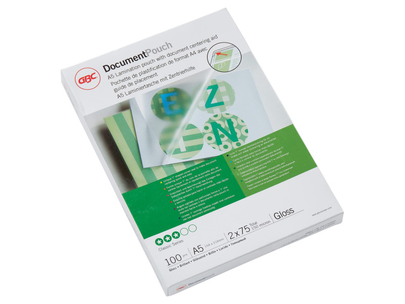 GBC Pochette de plastification, A5, brillant, 150 microns