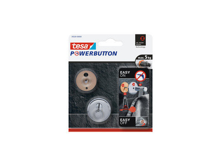 tesa Powerbutton Crochet adhésif Universal medium, chrome