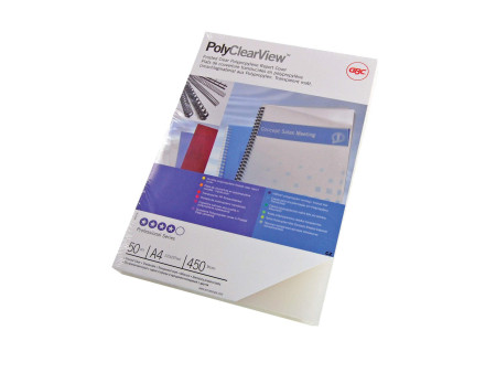GBC Couverture de reliure PolyClearView, A4, 0,45 mm