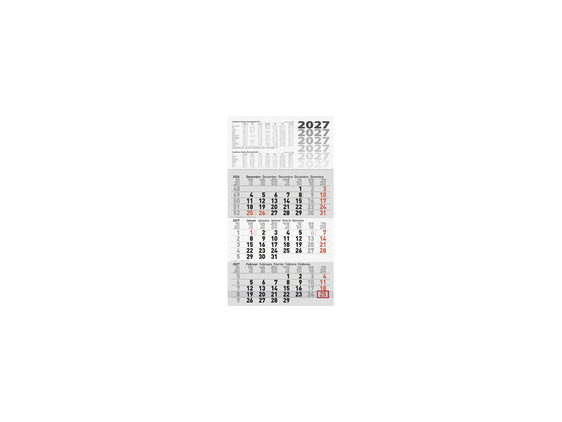 Glocken Calendrier mural '3 mois', 2027, gris