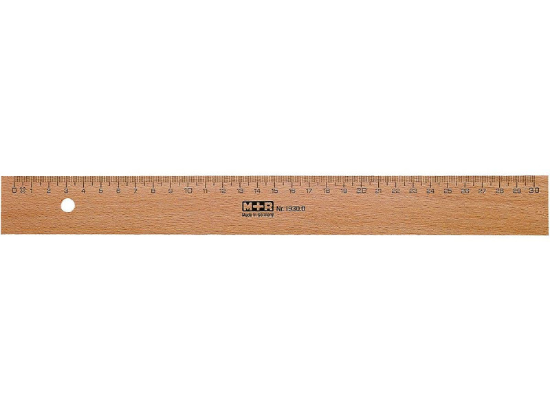 M+R Règle en bois, 300 mm, hêtre, avec insert métallique