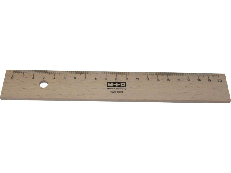 M+R Règle en bois, 200 mm, hêtre, avec insert métallique