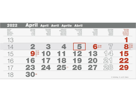 Glocken Calendrier mural '3 mois', 2026, gris