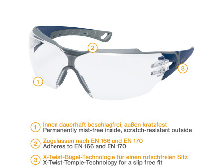 uvex Lunettes de protection pheos cx2, verres: transparent