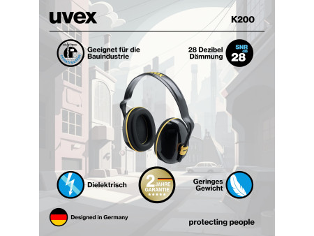 uvex Coquille anti-bruit K200, noir / ocre