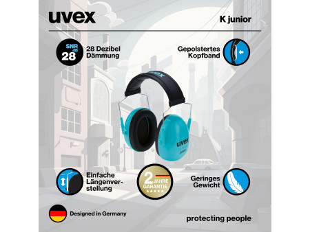 uvex Coquilles anti-bruit K Junior, bleu / noir