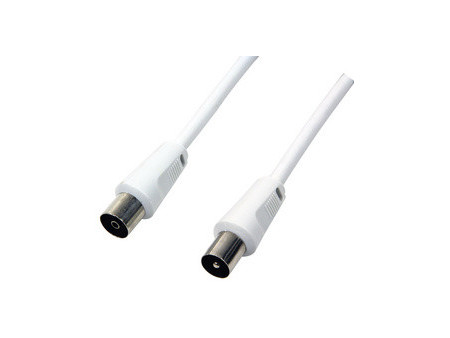 LogiLink Câble d'antenne, mâle - femelle, blanc, 2,5 m