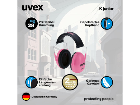 uvex Coquilles anti-bruit K Junior, rose / noir