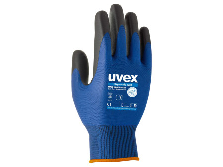 uvex Gants de travail phynomic wet, T. 11, bleu/anthracite