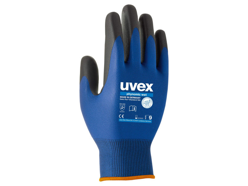 uvex Gants de travail phynomic wet, T. 11, bleu/anthracite