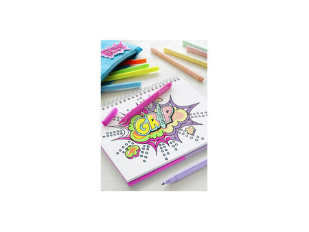 FABER-CASTELL Feutres GRIP fluo + pastel, étui de 10