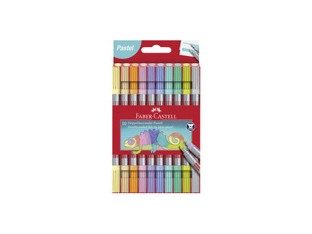 FABER-CASTELL Feutre double pointe pastel, étui de 10