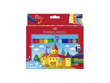 FABER-CASTELL Feutre JUMBO Superwashable, étui de 24