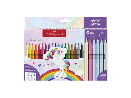 FABER-CASTELL Feutre licorne, étui carton 18+6