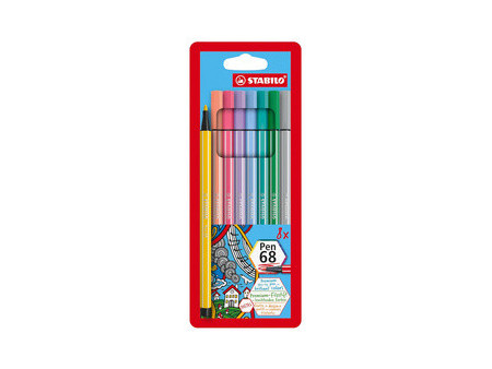 STABILO Feutre Pen 68 PASTEL, étui en carton de 8