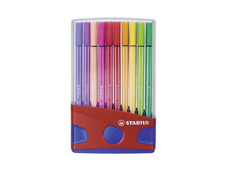 STABILO Stylo feutre Pen 68, ColorParade de 20, gris/bleu