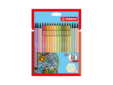 STABILO Feutre de coloriage Pen 68, étui carton de 18