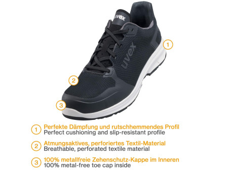 uvex 1 sport Chaussures basses S1P SRC, T. 42, noir