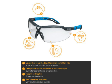 uvex Lunettes de protection i-5, oculaires: incolore