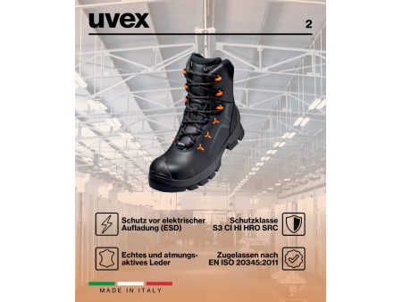 uvex 2 Chaussures montantes à lacets VIBRAM S3, pointure 51