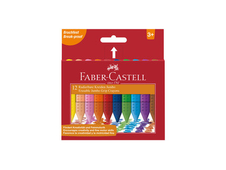 FABER-CASTELL Craies effacables JUMBO, étui carton de 12