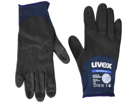 uvex Gants de travail phynomic pro, bleu/anthracite, T.6