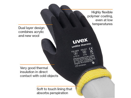 uvex Gants de protection unilite thermo plus, taille 7