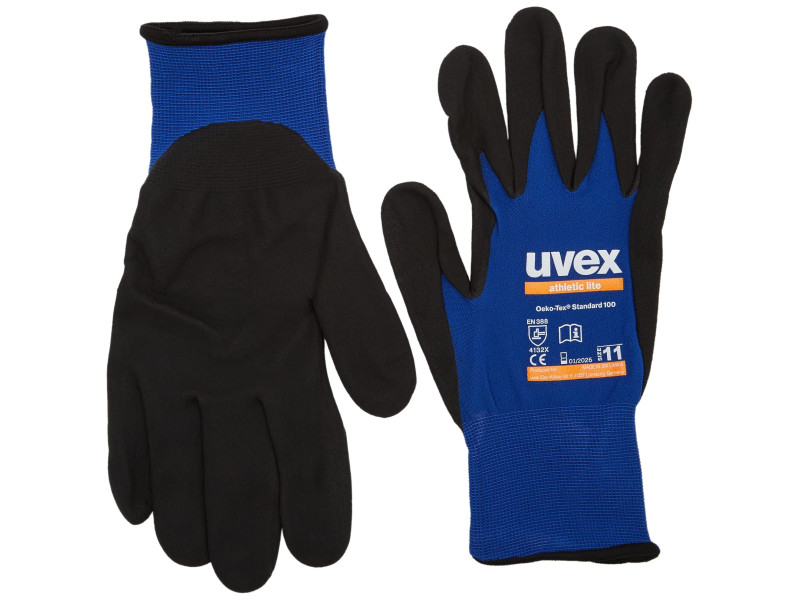 uvex Gants de travail athletic lite, bleu/anthracite, T. 11