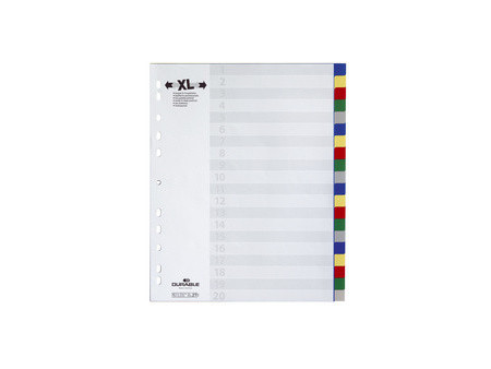 DURABLE Intercalaires en plastique, A4, PP, 20 touches