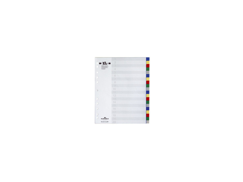 DURABLE Intercalaires en plastique, A4, PP, 20 touches