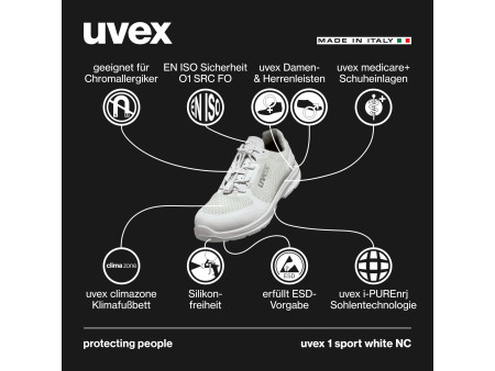 uvex 1 sport white nc Chaussure basse O1, pointure 45, blanc