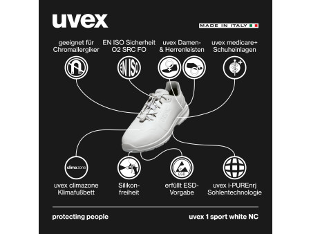 uvex 1 sport white nc Chaussure basse O2, pointure 47, blanc