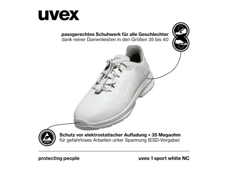 uvex 1 sport white nc Chaussure basse O2, pointure 50, blanc