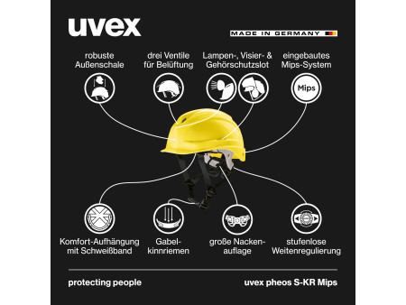 uvex Casque pheos S-KR Mips, taille 52-61 cm, jaune
