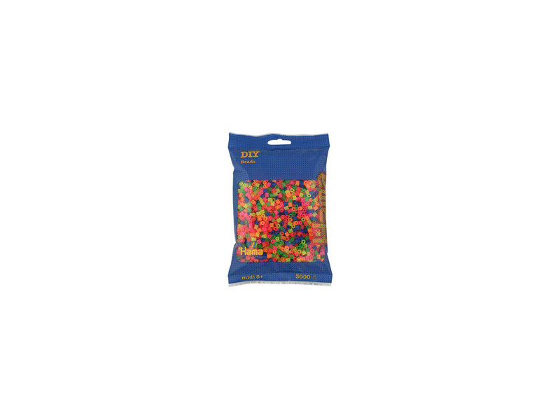 HAMA Perles à repasser midi 'Mix Fluo', sachet de 3.000