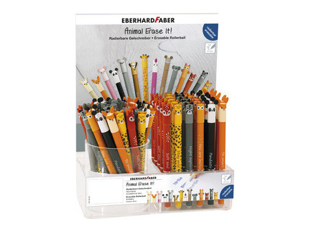 EBERHARD FABER Stylo gel Animal Erase it!, présentoir de 72