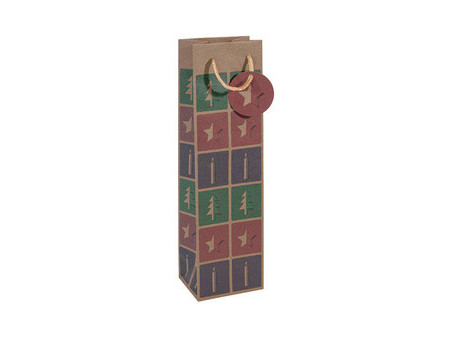 sigel Sac cadeau Noël pour bouteille 'Cut-out style', kraft