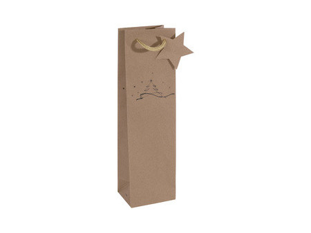 sigel Sac cadeau Noël pour bouteille 'Cut-out style', kraft