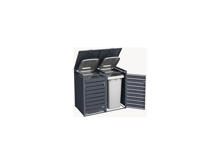 phoenix Abri de poubelle GB2213AAK, 2 portes, aspect argent