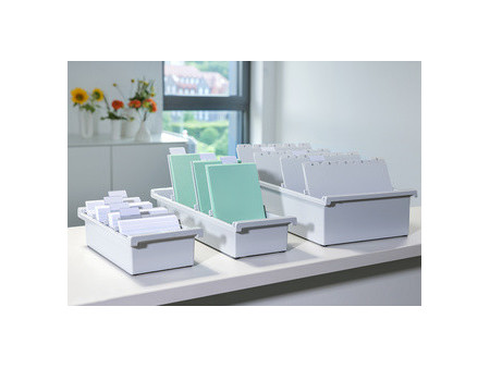 HAN Bac à fiches pour 1.300 cartes, A6 paysage, gris clair