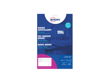AVERY Badges autocollants, 80 x 50 mm, blanc