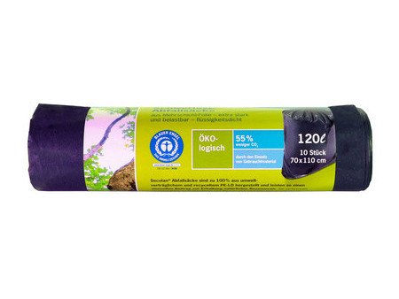 Secolan Sac poubelle renforcé, 120 litres, noir