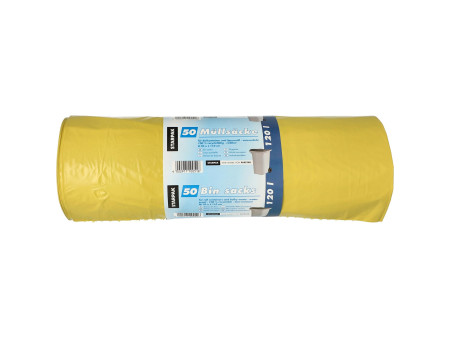 STARPAK Sac poubelle LDPE, 120 litres, jaune