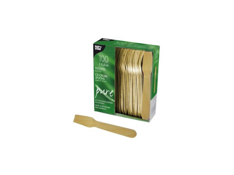 PAPSTAR Cuillère à glace en bois 'pure', longueur: 94 mm