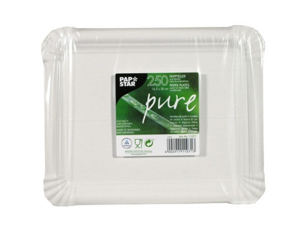 PAPSTAR Assiette en carton 'pure' rectangulaire, blanc