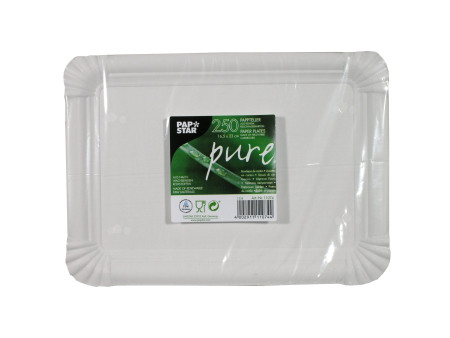 PAPSTAR Assiette en carton 'pure' rectangulaire, blanc