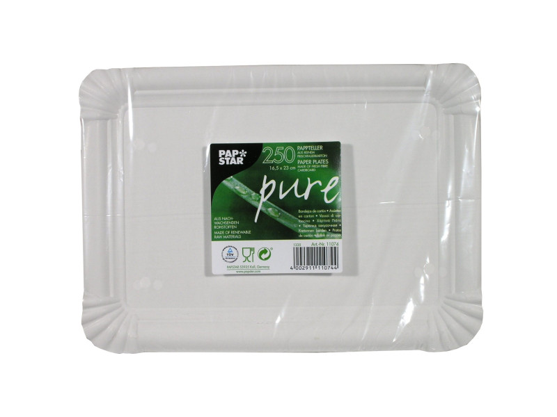 PAPSTAR Assiette en carton 'pure' rectangulaire, blanc